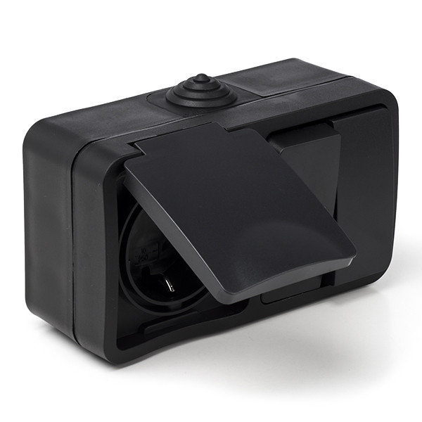 Q-link Stopcontact met schakelaar voor buiten | Q-link (Randaarde, Serie, IP54, Zwart) 00.946.72 K180106717 - 1
