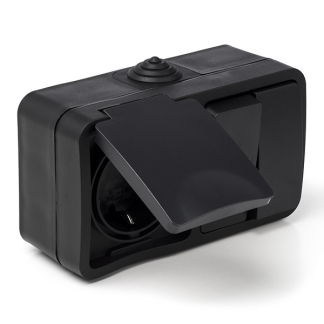 Q-link Stopcontact met schakelaar voor buiten | Q-link (Randaarde, Serie, IP54, Zwart) 00.946.72 K180106717