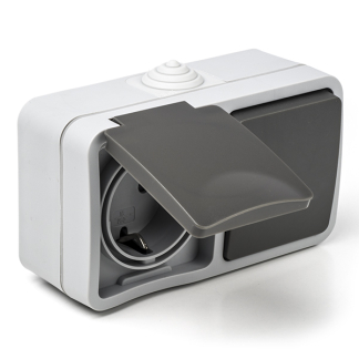 Q-link Stopcontact met schakelaar voor buiten | Q-link (Randaarde, Wissel, Horizontaal, Grijs) 00.944.69 K180106709 - 1
