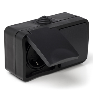 Q-link Stopcontact met schakelaar voor buiten | Q-link (Randaarde, Wissel, IP54, Zwart) 00.946.69 K180106716
