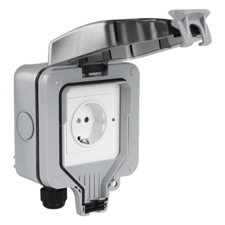 Q-link Stopcontact voor buiten  | Q-link | 1-voudig (Wifi, Randaarde, Grijs) 55.208.04 K100100515 - 1