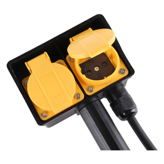 Q-link Stopcontact voor buiten | Q-link | 2-voudig (Grondpen, 3 meter, Zwart en geel) 54.502.57 K010807010 - 2