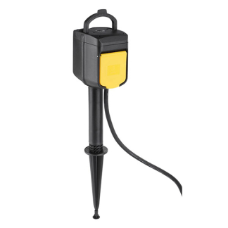 Q-link Stopcontact voor buiten | Q-link | 2-voudig (Grondpen, Voet, 2 meter, Wifi, Zwart en geel) 54.502.58 K010807009 - 1