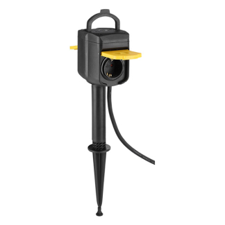 Q-link Stopcontact voor buiten | Q-link | 2-voudig (Grondpen, Voet, 2 meter, Wifi, Zwart en geel) 54.502.58 K010807009 - 2