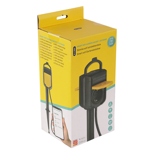Q-link Stopcontact voor buiten | Q-link | 2-voudig (Grondpen, Voet, 2 meter, Wifi, Zwart en geel) 54.502.58 K010807009 - 4
