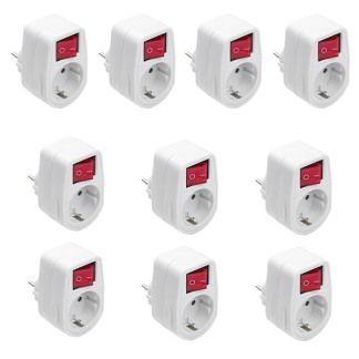 Verloopstekker | Q-link | Schakelaar | 10 stuks (Randaarde, 16A, Wit)