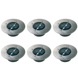 Ranex Solar grondspot | Ranex | 6 stuks (LED, Schemersensor, 5 lm, Geborsteld staal, Rond)  V150101030 - 1