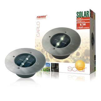 Ranex Solar grondspot | Ranex | 6 stuks (LED, Schemersensor, 5 lm, Geborsteld staal, Rond)  V150101030 - 4