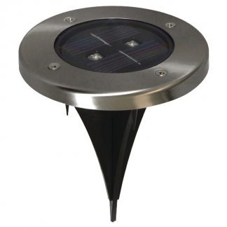 Ranex Solar grondspot | Ranex (Led, 5 lm, Schemersensor, Geborsteld staal, Rond) 5000389 RA-5000389 K150101035