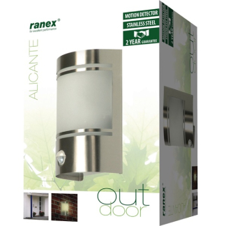 Ranex Wandlamp buiten | Ranex (E27, Bewegingssensor, RVS) 5000299 RA-5000299 K150101032 - 