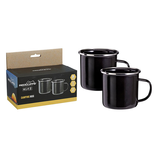 Redcliffs Beker | Redcliffs | 2 stuks (Emaille, 350 ml, Zwart) CY5657770 K170106066 - 2