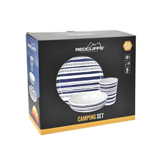 Redcliffs Campingservies | 12-delig (Melamine, Mokken, Borden, Blauw) 177602460 K170105308 - 2