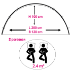 Redcliffs Campingtent | Redcliffs | 2 personen (Koepel, 200 x 120 x 100 cm, Blauw) X92000620 K170106090 - 4