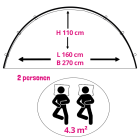 Redcliffs Campingtent | Redcliffs | 2 personen (Koepel, 270 x 160 x 110 cm, Donkergroen) X92000480 K170106089 - 9