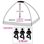 Redcliffs Campingtent | Redcliffs | 3 personen (Koepel, 180 x 210 x 120 cm) X92000460 K180107471 - 4