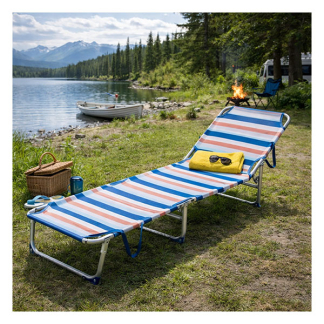 Redcliffs Ligbed | Redcliffs | 187 x 57 x 29 cm (Opvouwbaar, Blauw gestreept) X32000300 K170106083 - 4