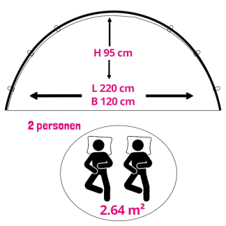 Redcliffs Pop-up tent | Redcliffs | 2 personen | (220 x 120 x 95 cm, Donkergrijs) X92000640 K170106092 - 4