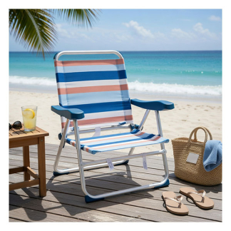 Redcliffs Strandstoel | Redcliffs | 64 x 63 x 82 cm (Inklapbaar, Verstelbaar, Blauw gestreept) X32000320 K170106085 - 3