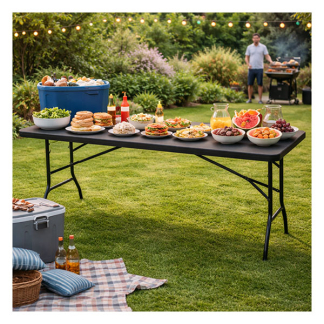 Redcliffs Tuintafel | Redcliffs | 180 x 70 x 74 (Inklapbaar, Zwart) CM5000020 K170106061 - 4