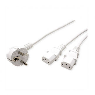 Roline C13 kabel | Roline | 2 meter (2 x C13, Haaks, Wit) 19081023 K010806143 - 1