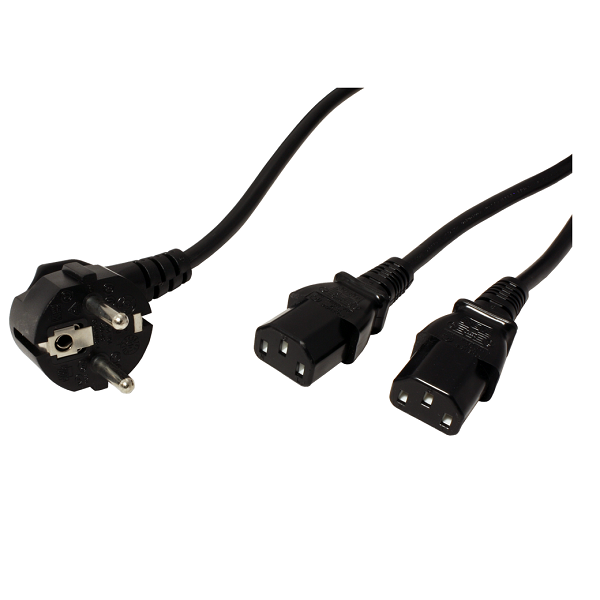 Roline C13 kabel | Roline | 2 meter (2 x C13, Haaks, Zwart) 19081022 K010806142 - 1