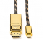 Roline USB C naar DisplayPort kabel | Roline | 2 meter (4K@60Hz, Verguld) 11045849 K010403064 - 1