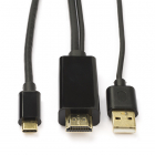 Roline USB C naar HDMI kabel | Roline | 1 meter (4K@60Hz, USB A, Verguld) 11045955 K010214131