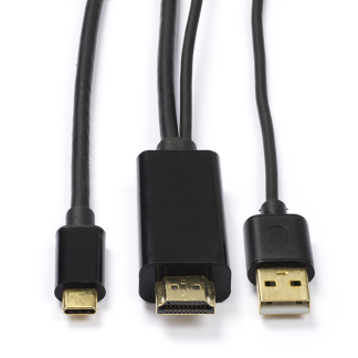 Roline USB C naar HDMI kabel | Roline | 1 meter (4K@60Hz, USB C laadpoort, Verguld) 11045950 K010214129 - 