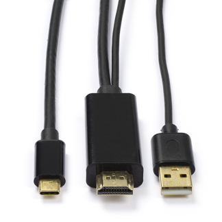 Roline USB C naar HDMI kabel | Roline | 2 meter (4K@60Hz, USB C laadpoort, Verguld) 11045951 K010214130 - 1