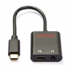 Roline USB C naar jack 3.5 mm adapterkabel | Roline | 0.15 meter (Stereo, Verguld, Extra USB C poort) 12033222 K010221037