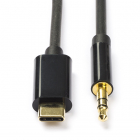 USB C naar jack 3.5 mm kabel | Roline | 0.8 meter (Stereo, Verguld)