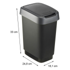 Rotho Prullenbak | Rotho | 10 liter (Kunststof, Swingdeksel, Slijtagevrij, Donkergrijs) 1754308850 K170108272 - 4
