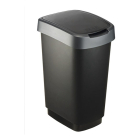 Rotho Prullenbak | Rotho | 25 liter (Kunststof, Swingdeksel, Slijtagevrij, Donkergrijs) 1754408850 K170108273 - 1