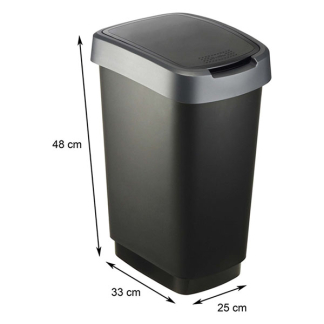Rotho Prullenbak | Rotho | 25 liter (Kunststof, Swingdeksel, Slijtagevrij, Donkergrijs) 1754408850 K170108273 - 4