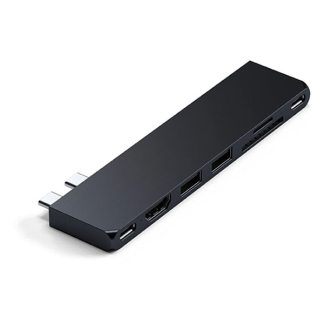 Satechi USB C hub | Satechi | 7-poorts (2x Thunderbolt naar 2x USB C, 1x HDMI, 2x USB A, 1x microSD en 1x SD, Midnight Black) ST-HUCPHSD K010221078 - 1