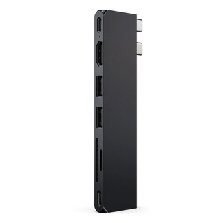 Satechi USB C hub | Satechi | 7-poorts (2x Thunderbolt naar 2x USB C, 1x HDMI, 2x USB A, 1x microSD en 1x SD, Midnight Black) ST-HUCPHSD K010221078 - 2