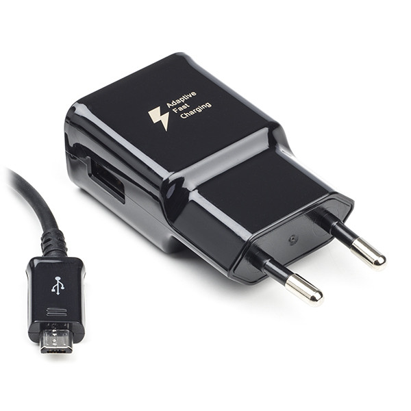 Snellader | Samsung | 1 poort (USB A, Adaptive Fast 15W, Micro USB kabel, Zwart) Scanpart Kabelshop.nl
