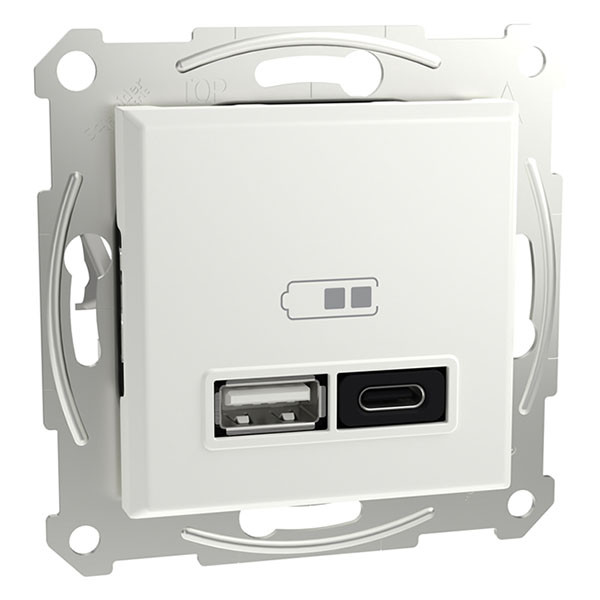 Schneider Electric Stopcontact met USB | Schneider Electric | Asfora (Inbouw, 1x USB A, 1x USB C, Aanraakbeveiliging, Wit) 01.038.57 K180107697 - 1