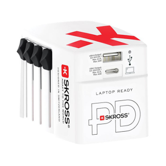 Skross Reisoplader | Skross | World AC45PD | Type B, C, F, G, I, J en N | 2 poorten | 45W (Uitschuifbaar, 1x USB A, 1x USB C) 75254 K050801108