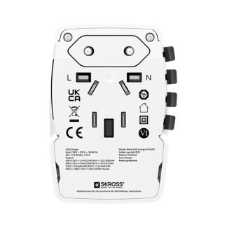 Skross Reisoplader | Skross | World AC45PD | Type B, C, F, G, I, J en N | 2 poorten | 45W (Uitschuifbaar, 1x USB A, 1x USB C) 75254 K050801108 - 4