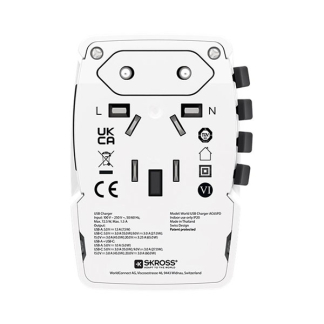 Skross Reisoplader | Skross | World AC65PD | Type B, C, F, G, I, J en N | 2 poorten | 65W (Uitschuifbaar, 1x USB A, 1x USB C) 75255 K050801109 - 2