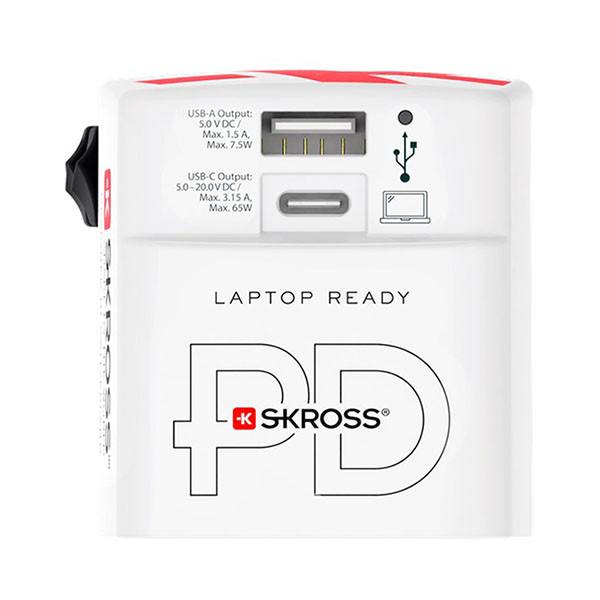 Skross Reisoplader | Skross | World AC65PD | Type B, C, F, G, I, J en N | 2 poorten | 65W (Uitschuifbaar, 1x USB A, 1x USB C) 75255 K050801109 - 3