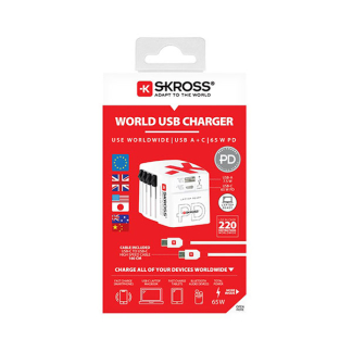 Skross Reisoplader | Skross | World AC65PD | Type B, C, F, G, I, J en N | 2 poorten | 65W (Uitschuifbaar, 1x USB A, 1x USB C) 75255 K050801109 - 6