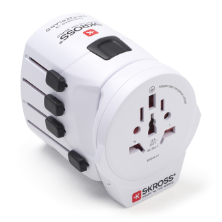 Skross Universele reisstekker | Type B, C, F, G, I, J, L en N naar type B, F, G, I, J, L en N (Geaard, Instelbaar, USB) 1.302539 1302539 K050801076 - 1