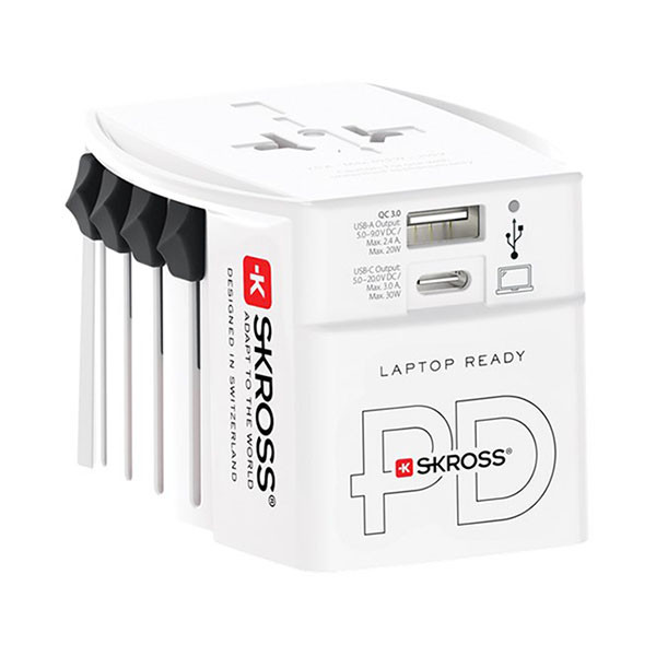 Skross Universele reisstekker met USB | Skross | AC30PD | Wereld naar Wereld (Uitschuifbaar, 1x USB A, 1x USB C) 80165 K050801110 - 1