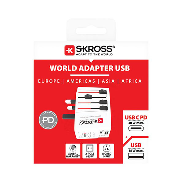 Skross Universele reisstekker met USB | Skross | AC30PD | Wereld naar Wereld (Uitschuifbaar, 1x USB A, 1x USB C) 80165 K050801110 - 4