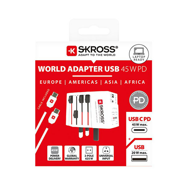Skross Universele reisstekker met USB | Skross | AC45PD | Wereld naar Wereld (Uitschuifbaar, 1x USB A, 1x USB C) 74798 K050801111 - 6