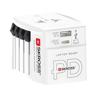 Skross Universele reisstekker met USB | Skross | AC65PD | Wereld naar Wereld (Uitschuifbaar, 1x USB A, 1x USB C) 74799 K050801112 - 1