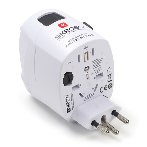 Skross Universele reisstekker met USB | Skross | Type B, C, F, G, I, J, L en N naar type B, F, G, I, J, L en N (Uitschuifbaar, 1x USB A) 1.302539 1302539 K050801076 - 3