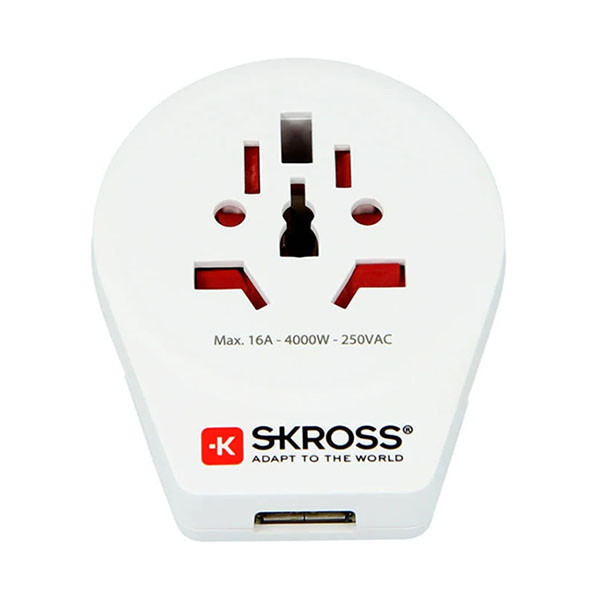 Skross Wereldstekker | Europa (Geaard, Type E en F, USB) SK-75-009 K050801073 - 2